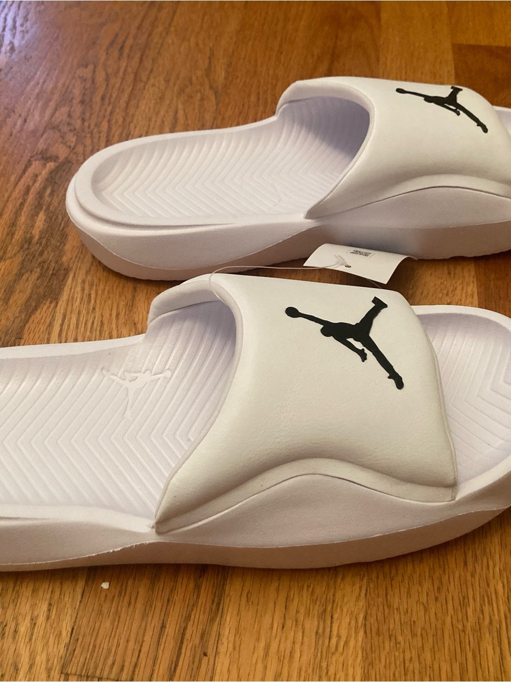 Jordan White Slide Sandals with Black Jumpman Logo - Picture 5 of 7